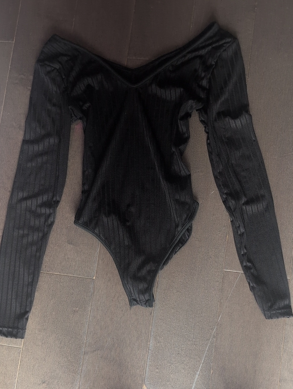 Urban Behavior Black Ribbed Off-Shoulder Long-Sleeve Bodysuit